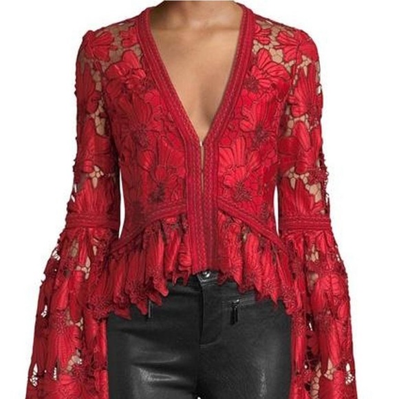 Alexis Tops - Alexis V-Neck Floral Lace Long Sleeve Top